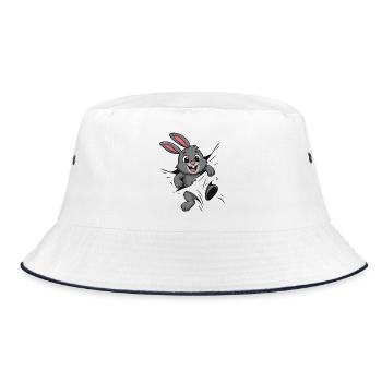 Süßer Comic Hase – Perfekt für Kinder & Tierfans - Bucket Hat - Weiß/Navy - Vorne