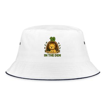 10 Ten In The Den Lion Birthday Party Gift - Bucket Hat - Weiß/Navy - Vorne