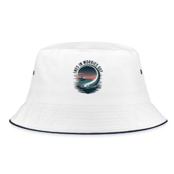 Entspannendes Anglervergnügen Bunter Fischfang - Bucket Hat - Weiß/Navy - Vorne