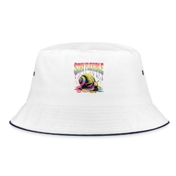 Stay Flexible Colorful Snail Retro Motif - Bucket Hat - white/navy - Front