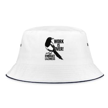 Elster Krähe Arbeit ist vorbei Faulheit - Bucket Hat - Weiß/Navy - Vorne