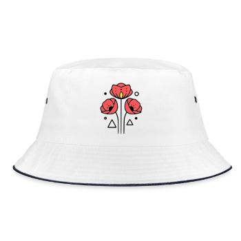 Poppy-Poppies-Minimalist-Line-Art-2 - Bucket Hat - white/navy - Front