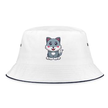Cat cartoon - Bucket Hat - white/navy - Front