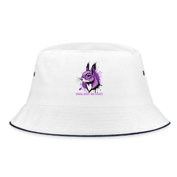 Lila Hase Chaos Druck - Bucket Hat - Weiß/Navy - Vorne