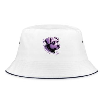Purple Pup Splash Portrait - Bucket Hat - Weiß/Navy - Vorne