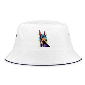Color explosion Doberman - Bucket Hat - white/navy - Front