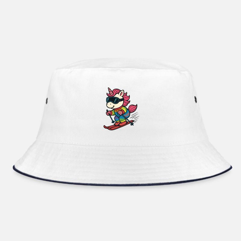 süßes Ski-Einhorn im Regenbogenanzug Bucket Hat