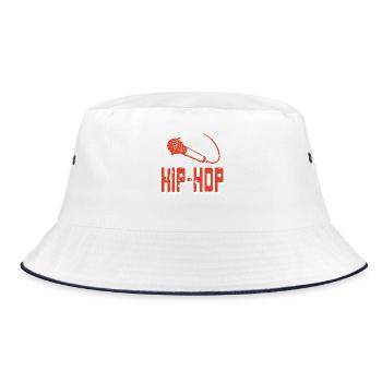Beat Rhythm Microphone Flow Retro Vibe - Bucket Hat - white/navy - Front
