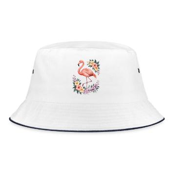 Flamant tropical avec des fleurs - Bob - blanc/marine - Devant