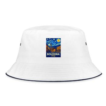 Bologna Italien - Bucket Hat - Weiß/Navy - Vorne