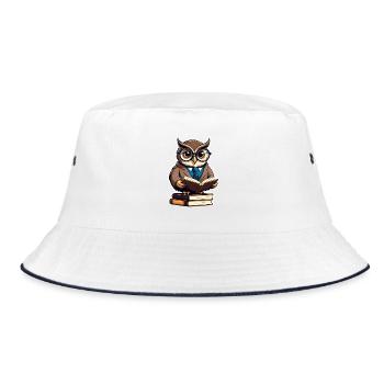 Owl Academy in a suit - Bucket Hat - white/navy - Front