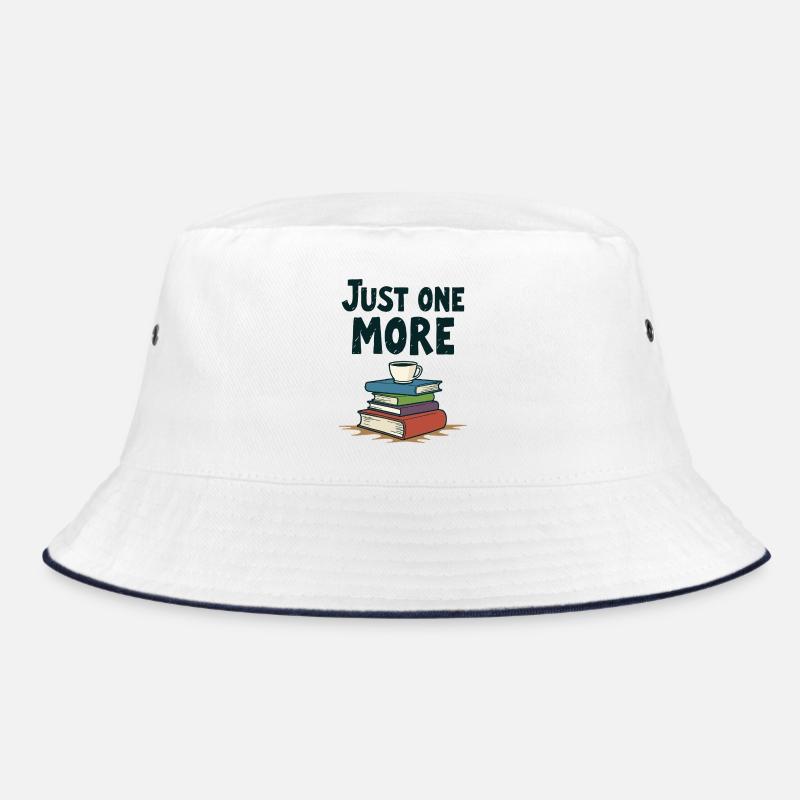 Just One More Bücher Lesen Kaffee - Bucket Hat - Weiß/Navy