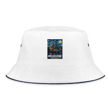 Melbourne, Australia - Bucket Hat - white/navy - Front