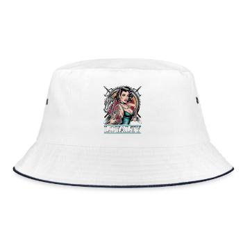 Loyalty Tattoo Pin-Up Dragon Art - Bucket Hat - white/navy - Front