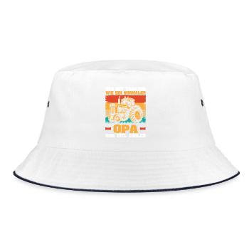 Landwirt Bauernhof Farmer Bauer Opa Großvater Trak - Bucket Hat - Weiß/Navy - Vorne