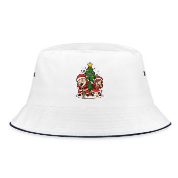 Dabbing Santa & Mrs Claus Kawaii Shirt - Bucket Hat - Weiß/Navy - Vorne