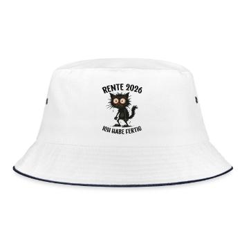 Rente 2026 Ich habe fertig Rente Renteneintritt - Bucket Hat - Weiß/Navy - Vorne