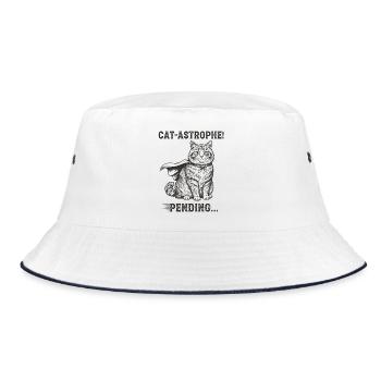 Vintage Joke Humor Pun Cat - Bucket Hat - white/navy - Front