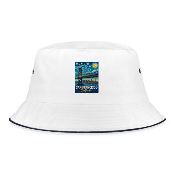 San Francisco, California - Bucket Hat - white/navy - Front