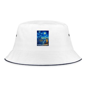 Singapur - Bucket Hat - Weiß/Navy - Vorne