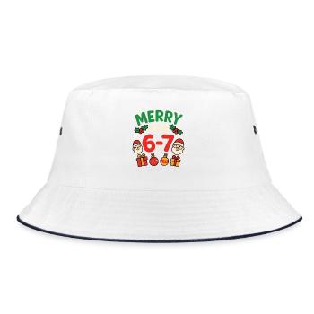 Fröhlich für 6-7 Spaß 67 Nummer 67 Weihnachten Sec - Bucket Hat - Weiß/Navy - Vorne