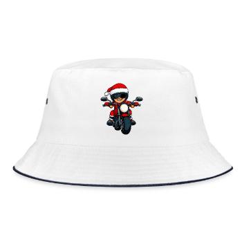 Motorradfahrer Christmas - Bucket Hat - Weiß/Navy - Vorne