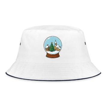 Winter Village in Snow Globe - Bucket Hat - white/navy - Front