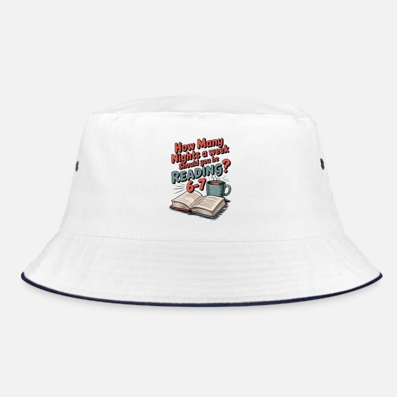 Lese-Motivation 6-7 Nächte Retro Blumen - Bucket Hat - Weiß/Navy