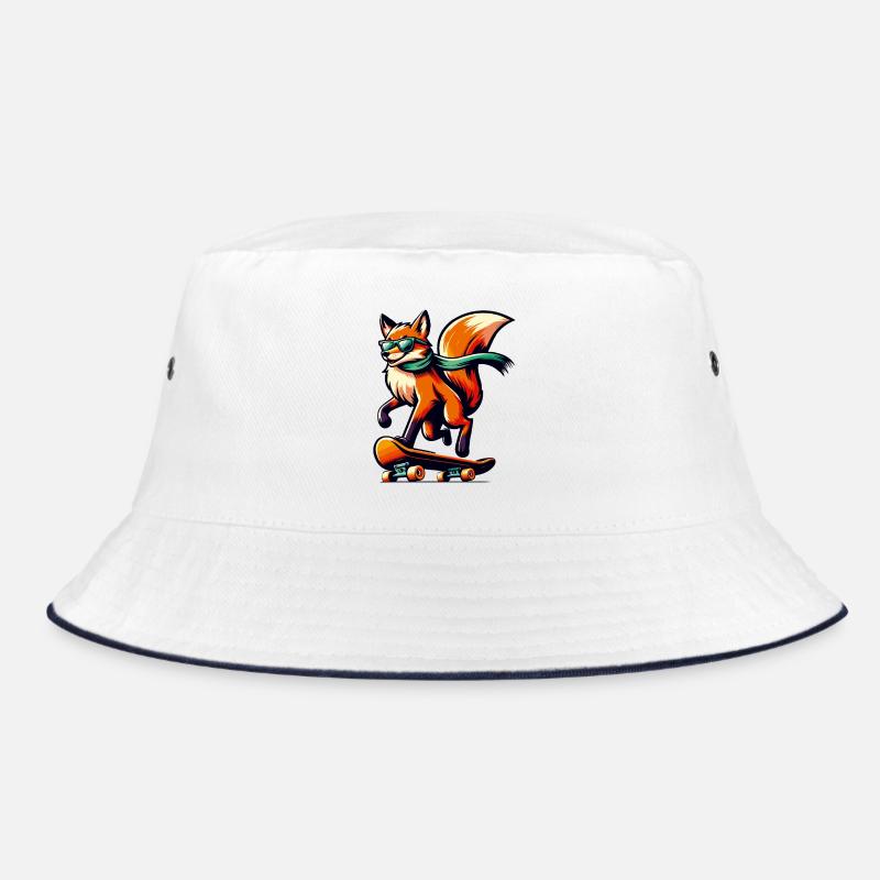 Skater Fox avec lunettes de soleil, écharpe et style - Bob - blanc/marine