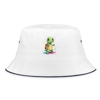 Turtle Paint Splash Fun - Bucket Hat - white/navy - Front