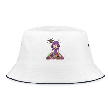 Disco Fever | Chibi Girl Tanz Retro Party 70er 80e - Bucket Hat - Weiß/Navy - Vorne