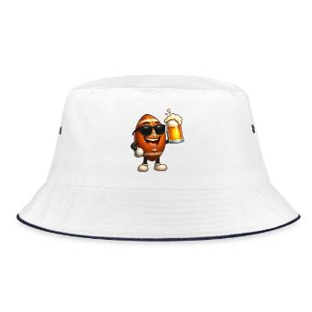 Beer Hero Football Cartoon with Sunglasses - Bucket Hat - white/navy - Front