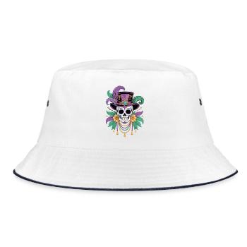 Carnival Skull Shirt for Mardi Gras Fans - Bucket Hat - white/navy - Front