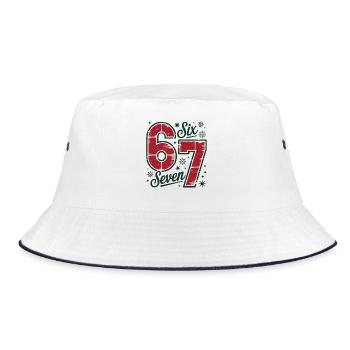 Festliches 6 7 Retro Weihnachtsmotiv - Bucket Hat - Weiß/Navy - Vorne