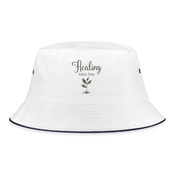 Healing takes time Achtsamkeit Geduld - Bucket Hat - Weiß/Navy - Vorne