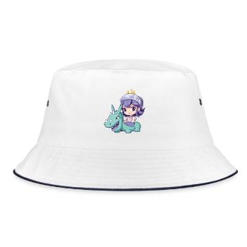 Prinzessin Drache Comic - Bucket Hat - Weiß/Navy - Vorne