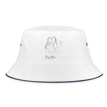 Beste Mama mit Herz - Best Mum - Bucket Hat - Weiß/Navy - Vorne