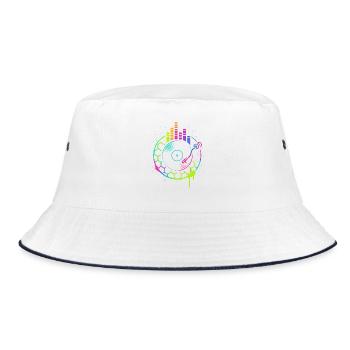 Music Vinyl Turntable DJ Equalizer Retro - Bucket Hat - white/navy - Front