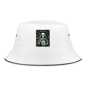 The Brine Priestess Skeleton Cucumber Witch - Bucket Hat - white/navy - Front