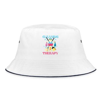 Putzen ist meine Therapie - Bucket Hat - Weiß/Navy - Vorne