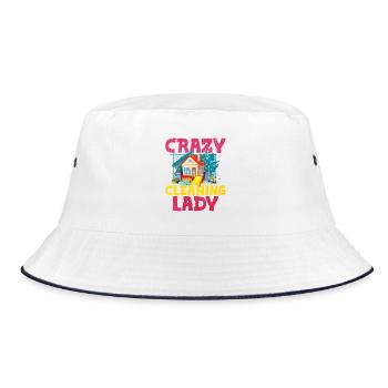 Crazy Cleaning Lady - Bucket Hat - Weiß/Navy - Vorne