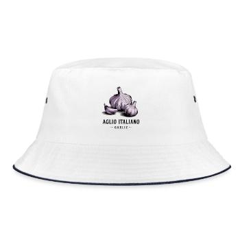 Aglio Italiano – Knoblauch - Bucket Hat - Weiß/Navy - Vorne