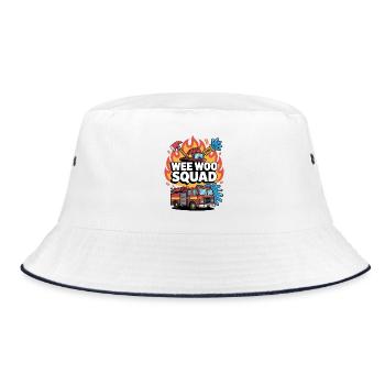 Wee Woo Squad Feuerwehrauto Feuerwehrmann - Bucket Hat - Weiß/Navy - Vorne