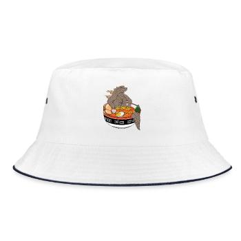Tee épique de design de dinosaure de roche Ramen Monster Bowl - Bob - blanc/marine - Devant