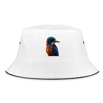 Bunter Eisvogel Farbenspiel - Bucket Hat - Weiß/Navy - Vorne