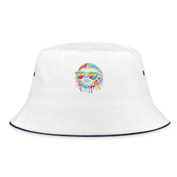 Sloth Sloth Art Lazy Sloth Fan - Bucket Hat - white/navy - Front