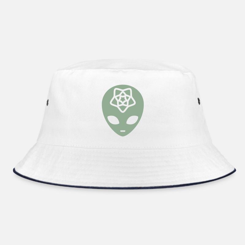 Geometric Alien Mind - Bucket Hat - white/navy