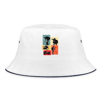 Fotografen Ausrüstung Silhouetten Collage - Bucket Hat - Weiß/Navy - Vorne