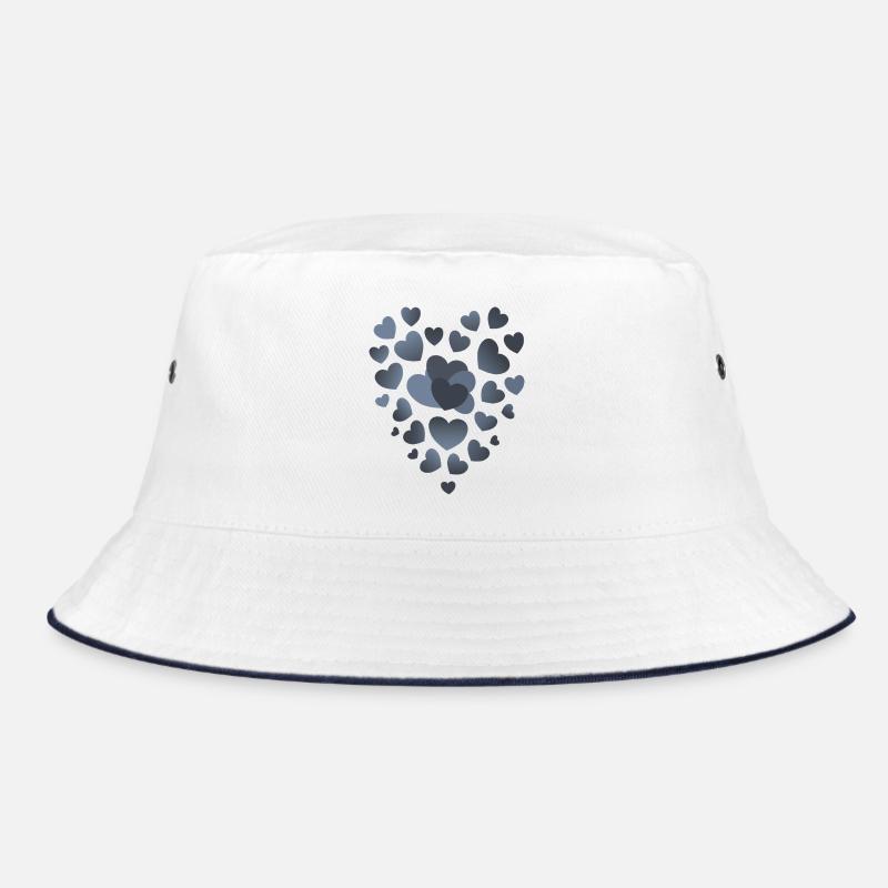 gray blue hearts heart pattern gray hearts Bucket Hat