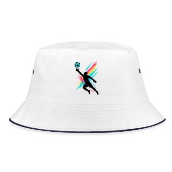 Bunter Fußball Knall, Street Soccer Art - Bucket Hat - Weiß/Navy - Vorne
